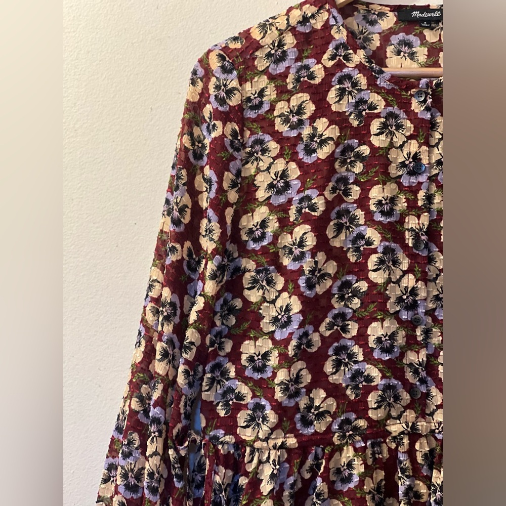 Madewell Drawstring Ruffle-Hem Top in Viola Floral - Picture 7 of 13